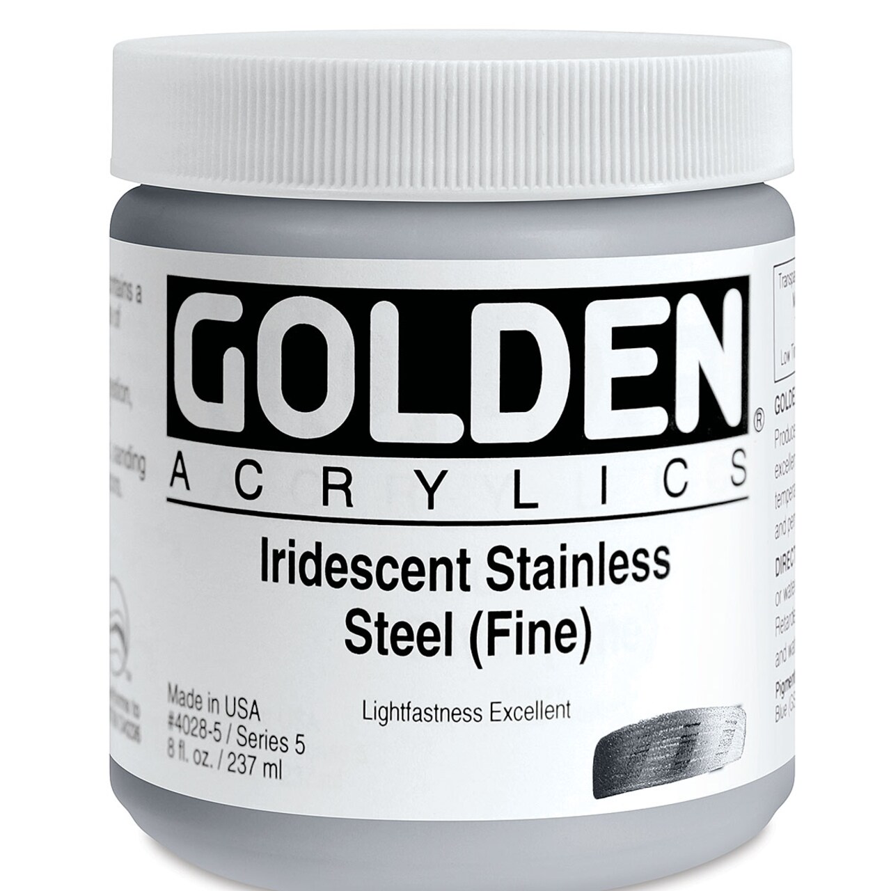 Golden Heavy Body Acrylic Paint Iridescent Stainless Steel Fine 8 oz jar